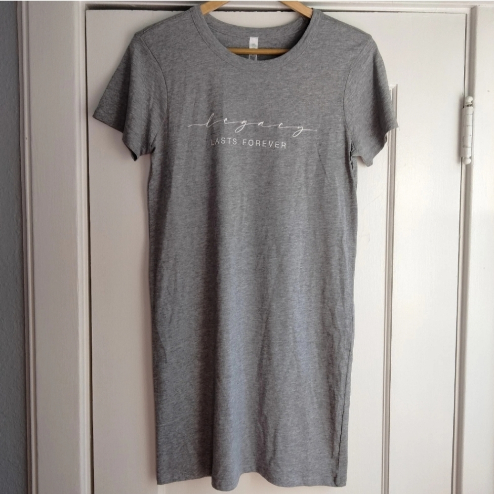 As Colour Organic Mika Cotton Gray Short Sleeve T-shirt Dress Womens Size Small